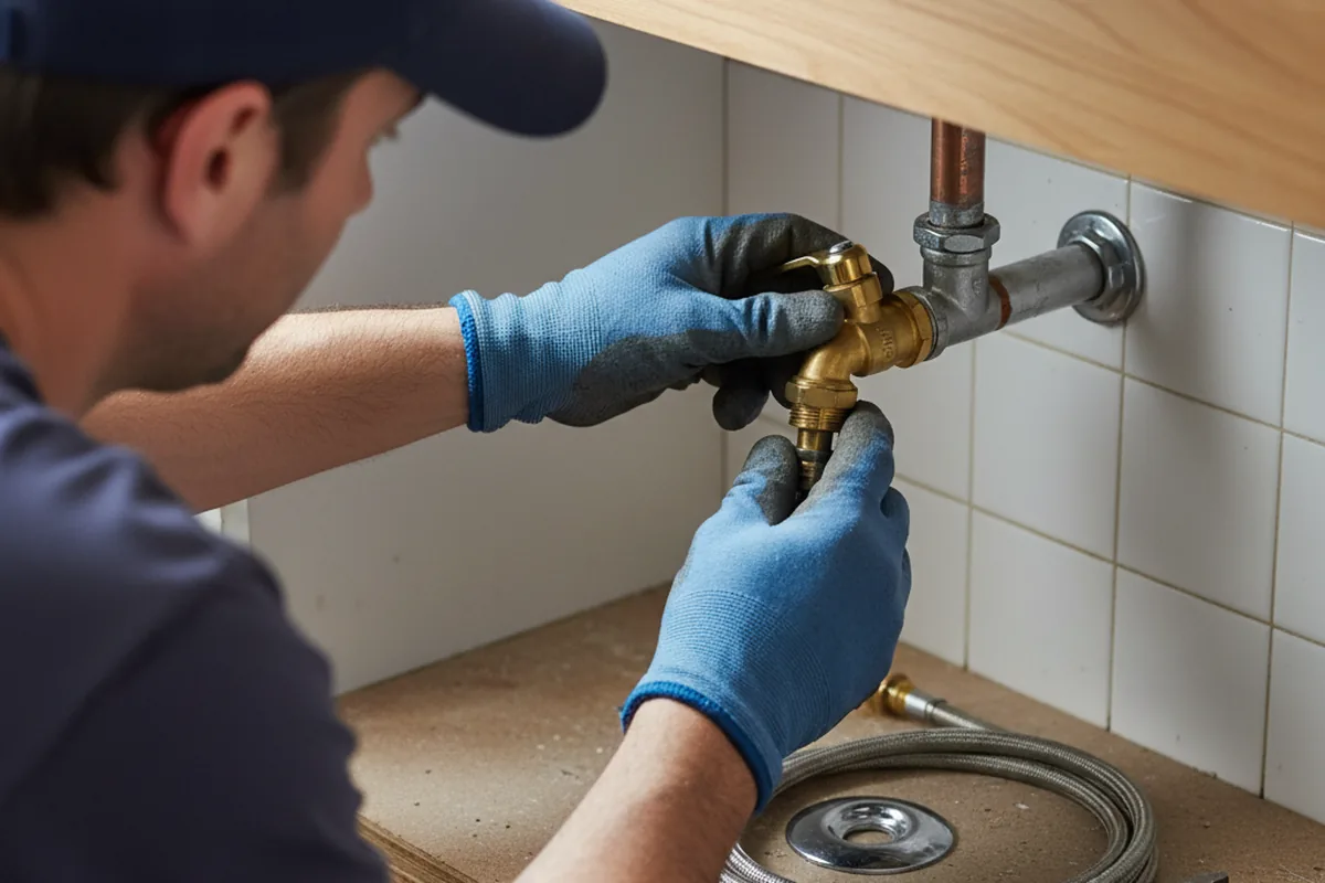 Shutoff valve and fitting work during Burst Pipe Repair in Clinton